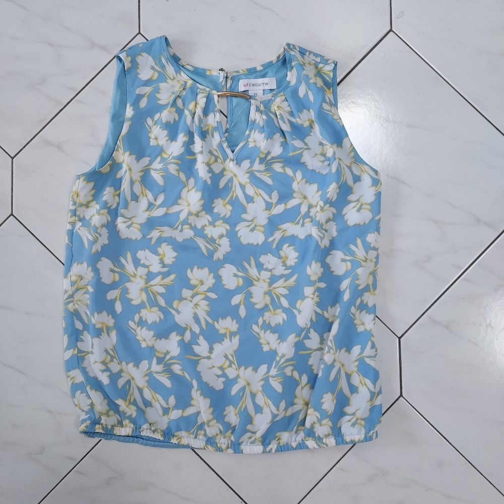 Liz Claiborne Blue Floral Top Size XS